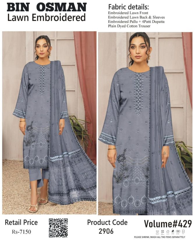 Bin Osman Lawn Embroidered Volume 429 - Image 6