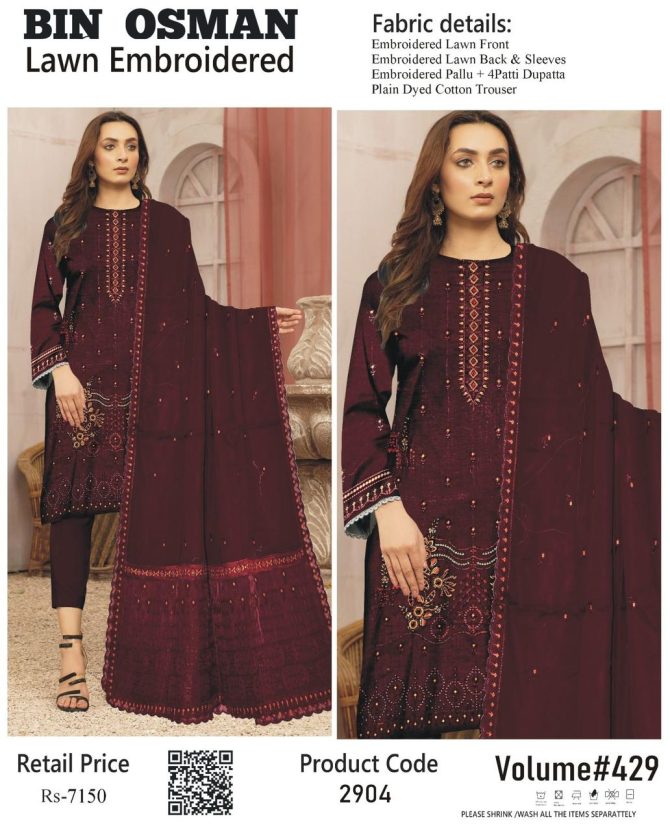 Bin Osman Lawn Embroidered Volume 429 - Image 3
