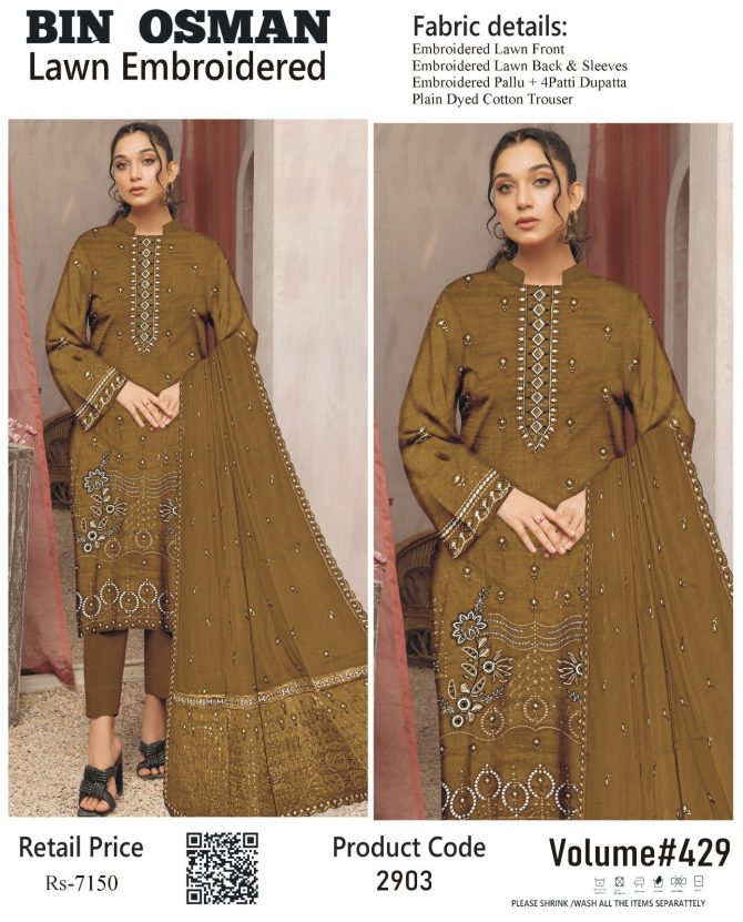 Bin Osman Lawn Embroidered Volume 429 - Image 2